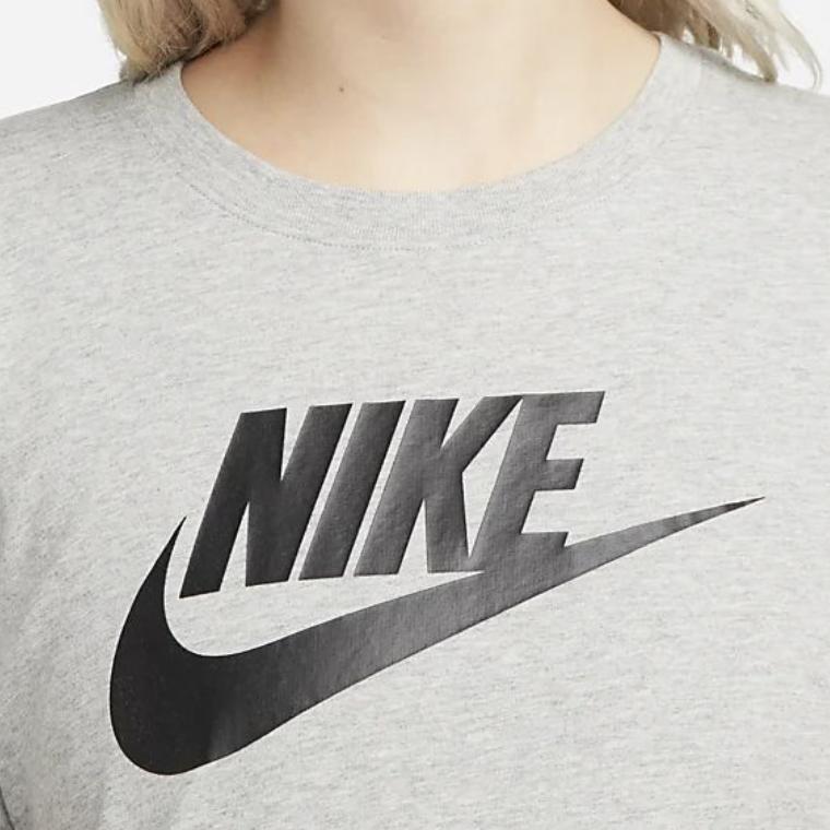 Nike Sportswear Essentials Logo Print Crew Neck T-Shirt Women Tops Light-Gray DX7906-063