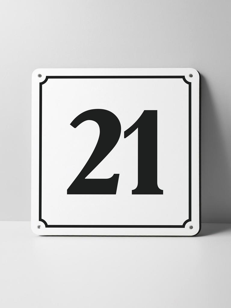 Metal Sign Black House Number On White Background Outdoor Wall Art Decor