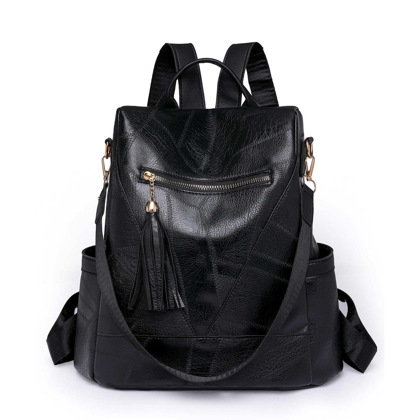 

Жіночий рюкзак великої місткості з м якої шкіри PU чорний