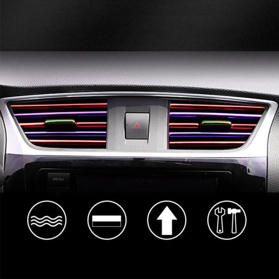 10Pcs 20cm U Air Conditioner Shape Car Decorative Outlet Moulding Trim Strips