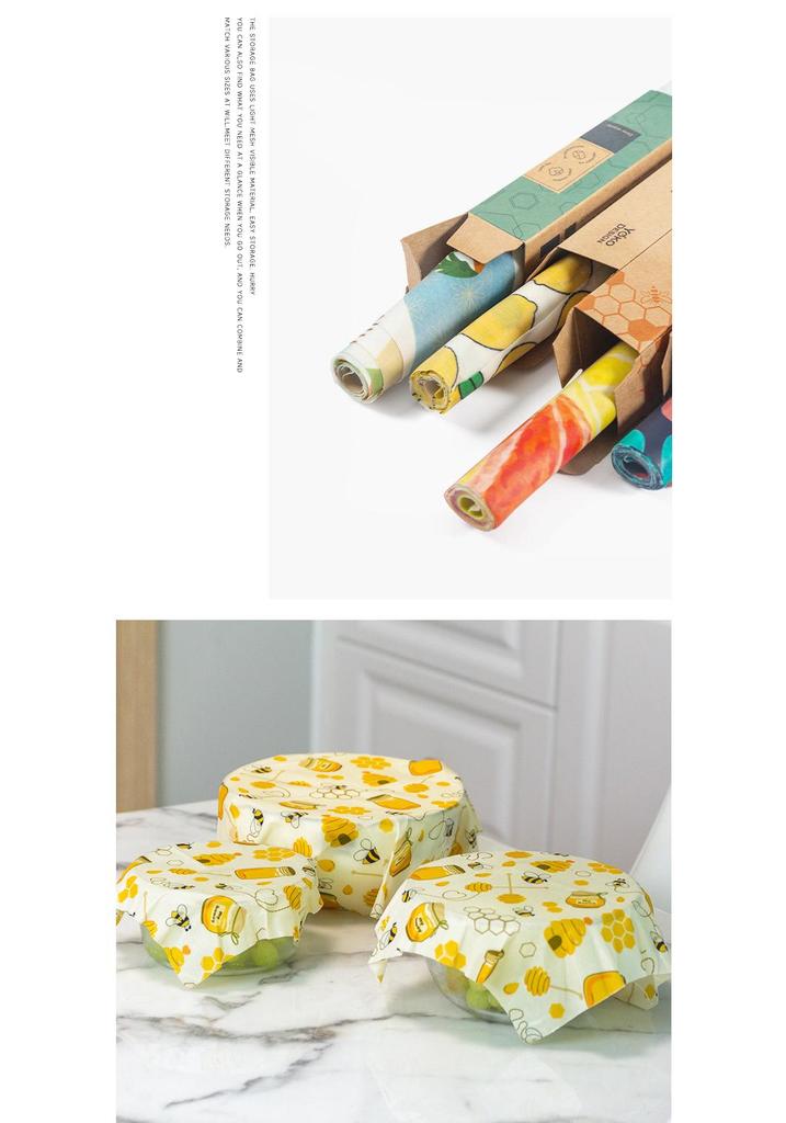 Nien Beeswax Cloth Roll: Cuttable, FDA/LFGB Food Grade, Pure Cotton, Fresh-Keeping Bag