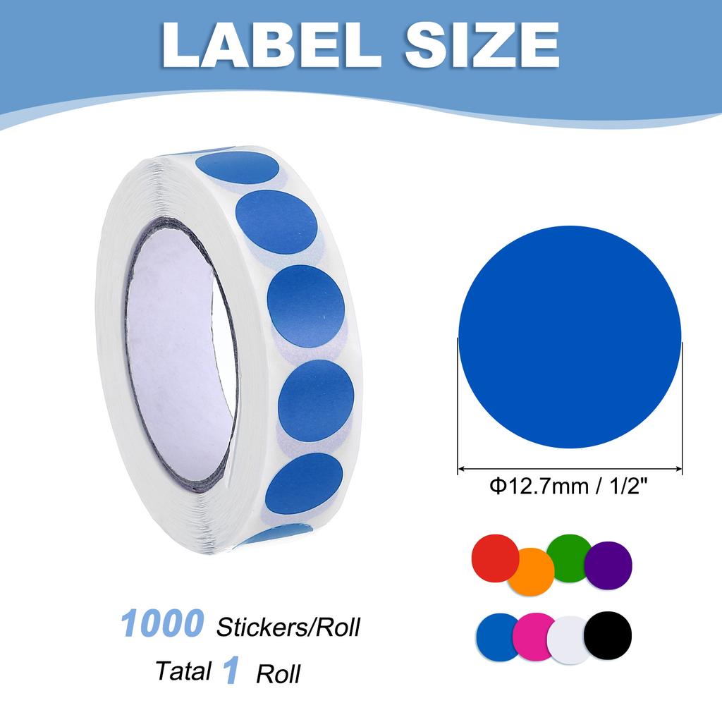 1000Pcs Colored Dot Stickers Color Coding Labels Blank Circle Stickers Adhesive Round Price Stickers for Office 12.7mm 19mm 25mm