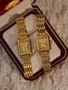1 New Gold Elegant Ladies Waterproof Quartz Watch Rectangular Dial with Roman Dial Simple Niche Ladies Watch