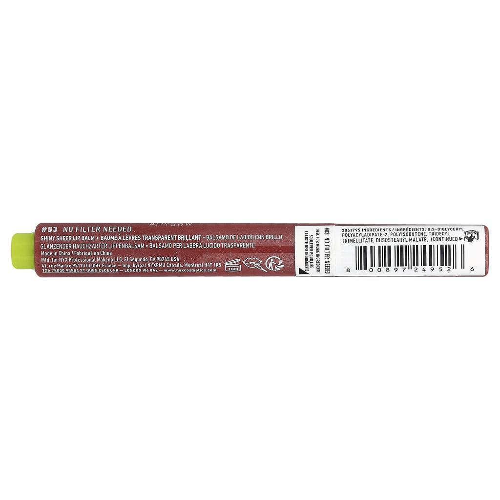 NYX Professional Makeup, Lip Oil Slick Click, Shiny Lip Balm, 03 No Filter Need, 2g (0.07oz)