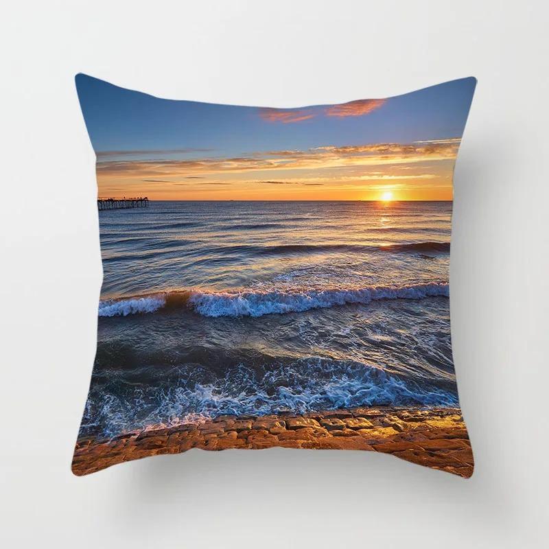 Luxury Home Decor Pillow Cover Car Living Room Sofa Cushion Cover Sunset Dusk Scenery Pattern Cushion Cover