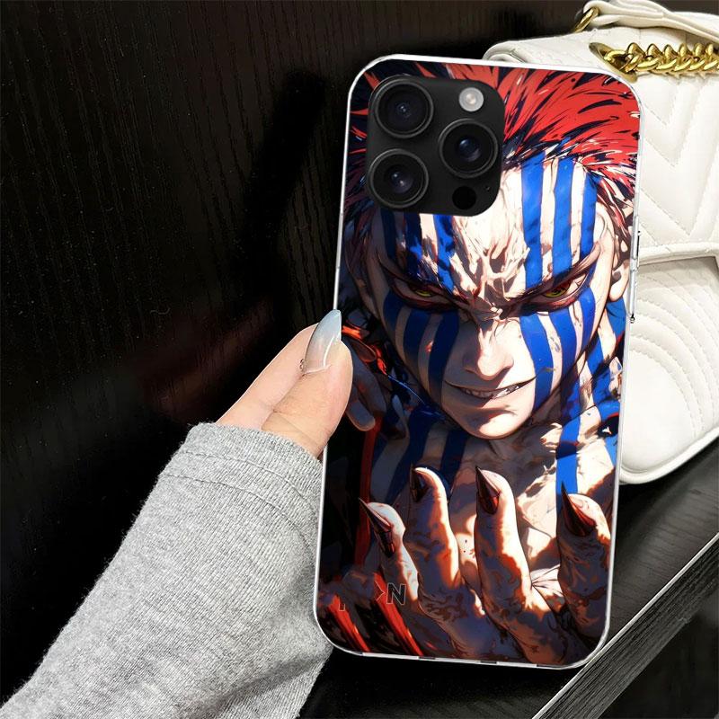 Akaza Demon Slayers Coque pour iPhone 13 12 Mini 11 Pro Max Housse de Téléphone Souple X XS XR 7 SE 8 Plus 6 6S 5 5S Silicone Noir Capa