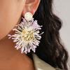 Round Shape Dangle Earrings Floral Design Drop Earrings Raffia Earrings  Photo Shoot