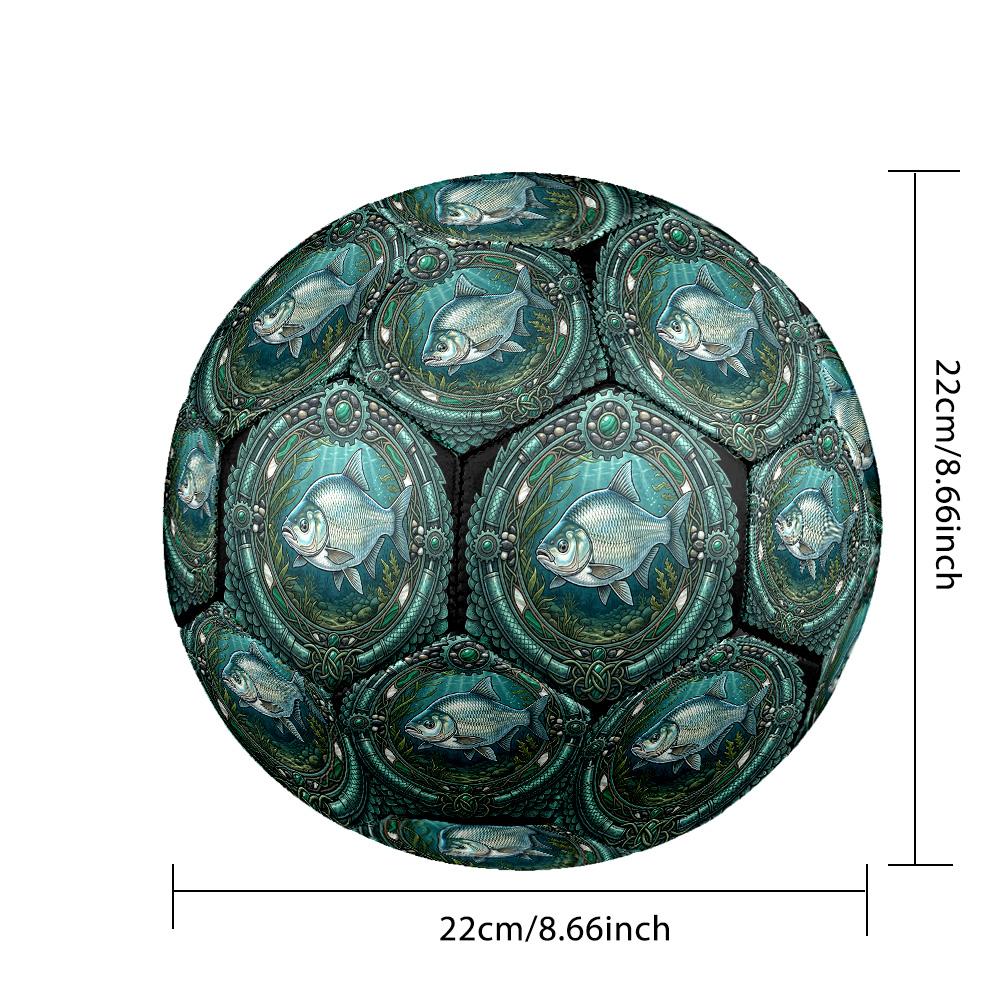Steampunk Fish Round Football Size 5 Adult Ball Suitable for Training Matches and Outdoor Team.