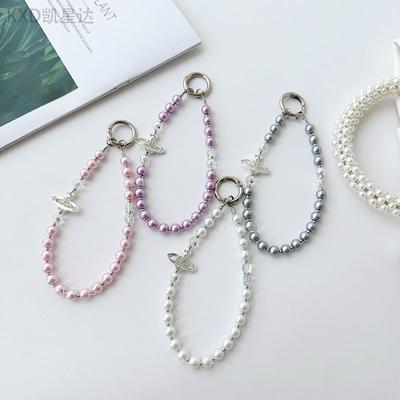 High-end Saturn Pearl Phone Chain Wrist Pendant Handmade Beaded Keychain Hanging Decoration Phone Strap