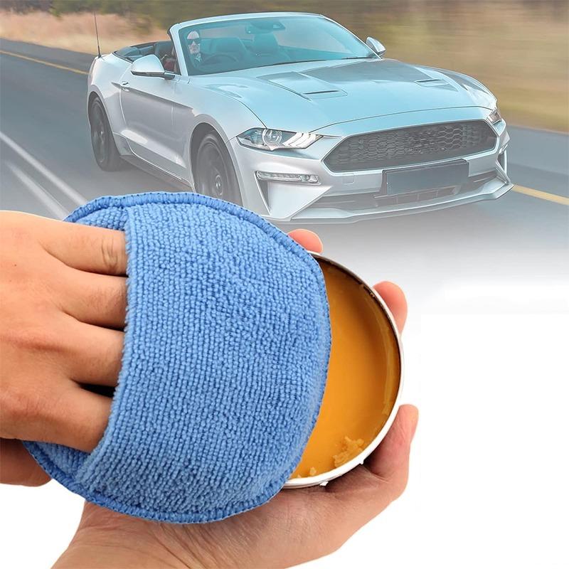 1/2/3Pcs 5-inch Round Car Waxing Polish Sponges Microfiber Wax Applicator Pad with Finger Pocket Polish Pads Car Cleaning Tools