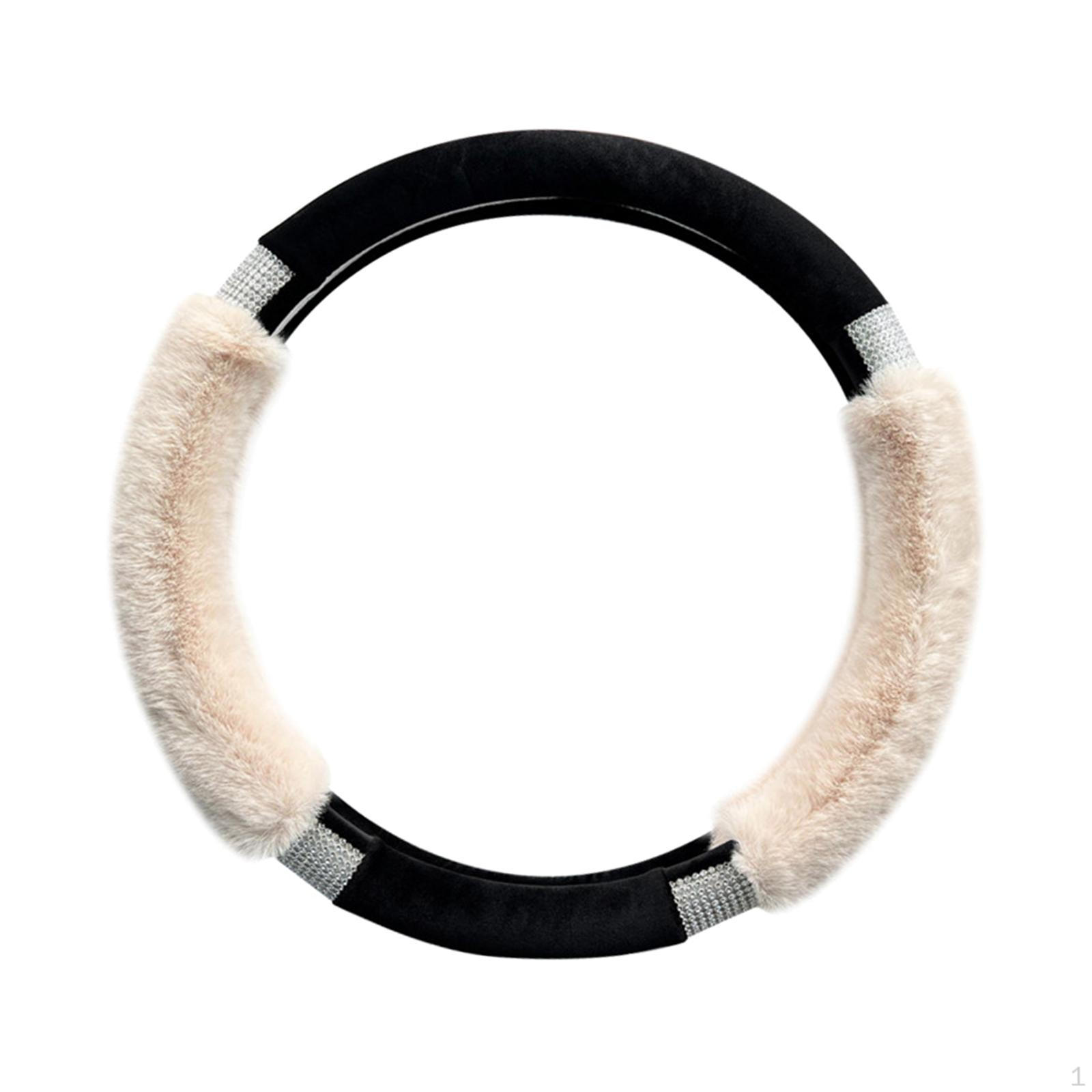 

Car Steering Wheel Cover Protector 15 inch Auto Interior Accessories Odorless Plush Anti Slip бежевий