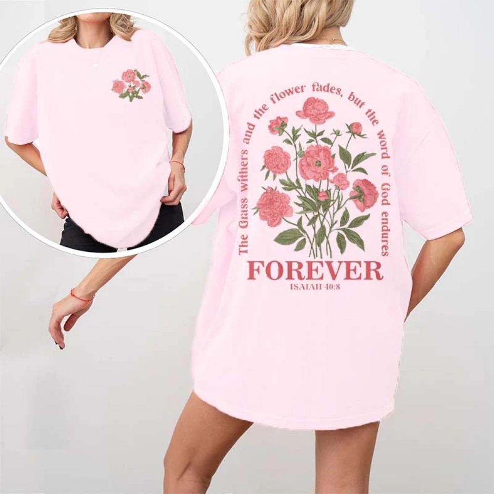 

Pink Beautiful Flowers Forever Printed Short Sleeve Women Cotton Hip Hop T-Shirts Summer Comfortable T Shirt Loose Clothes 3XL