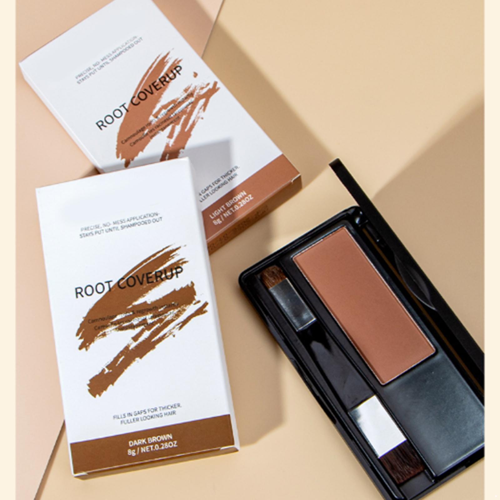 Dark Brown Roots Touch-Up Powder with Brush | Temporary Hair Color Concealer & Shadow Kit One Size