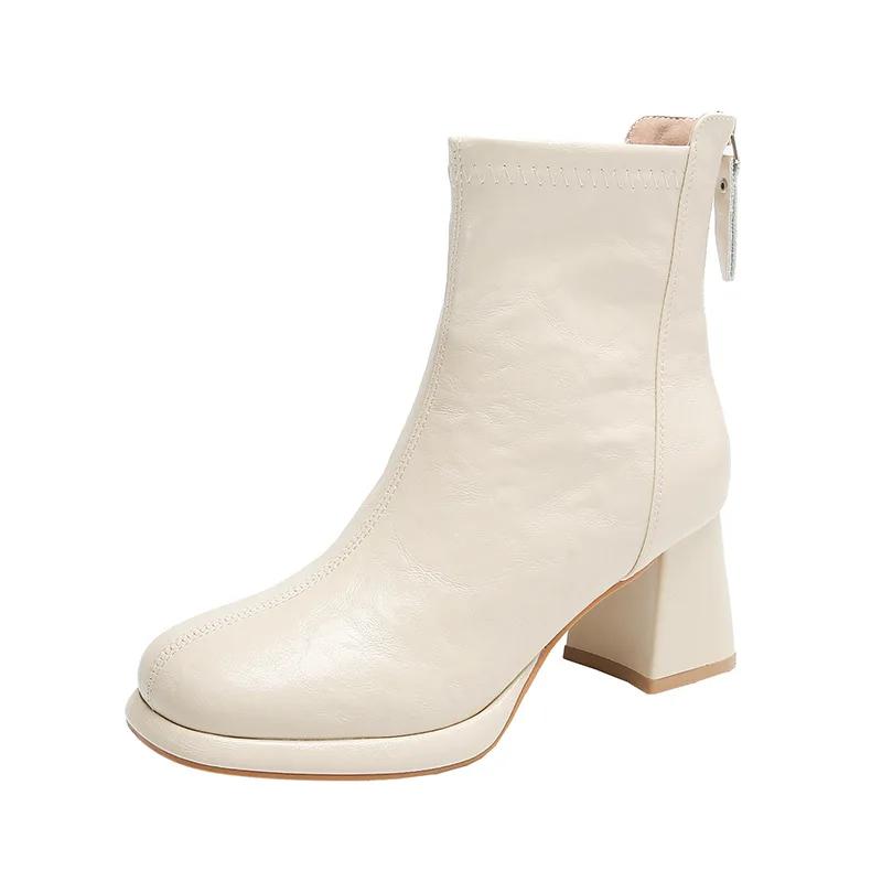Fashion Comfort Fashion Winter Shoes Platform Boots Genuine Leather Large Size 43 Women Ankle Boots Women High Heels Ladies Booties