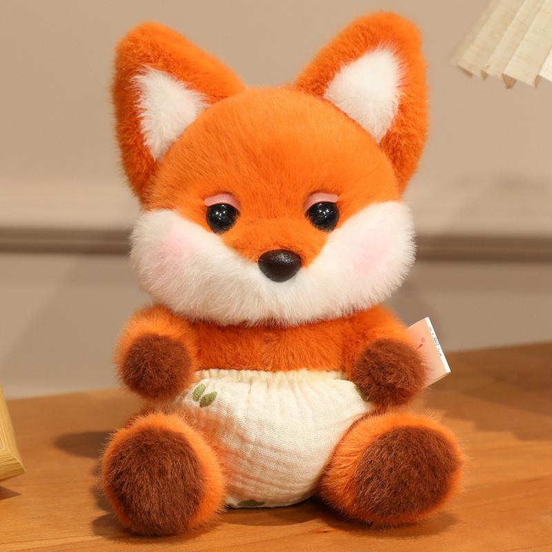 Adorable Diapered Baby Animal Plush Collection Fox Ginger Tabby Gray Tabby Bear Rabbit Elephant Soft Delightful Cozy 14cm