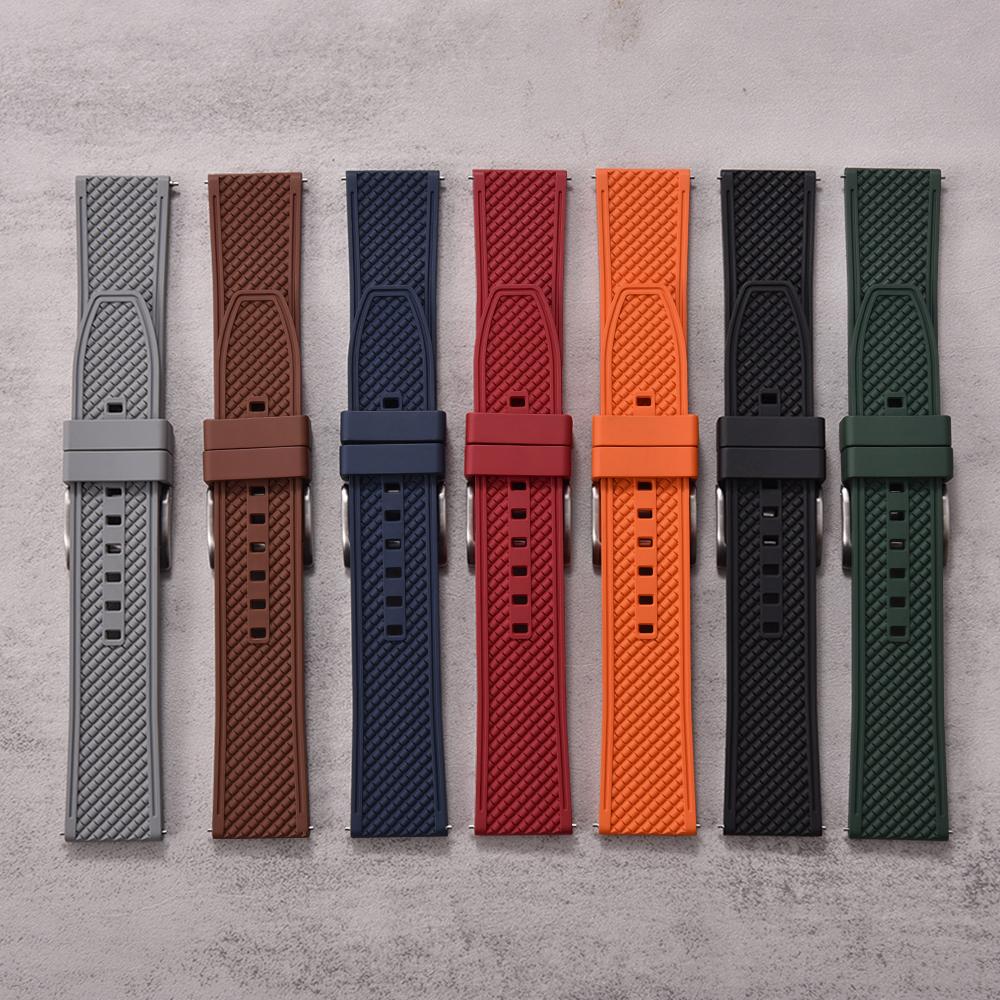 New Design HAISCH FKM Rubber Watch Strap 18mm 20mm 22mm 24mm Bullet Shape Quick Release Watch Bands Diving Waterproof Wristbands