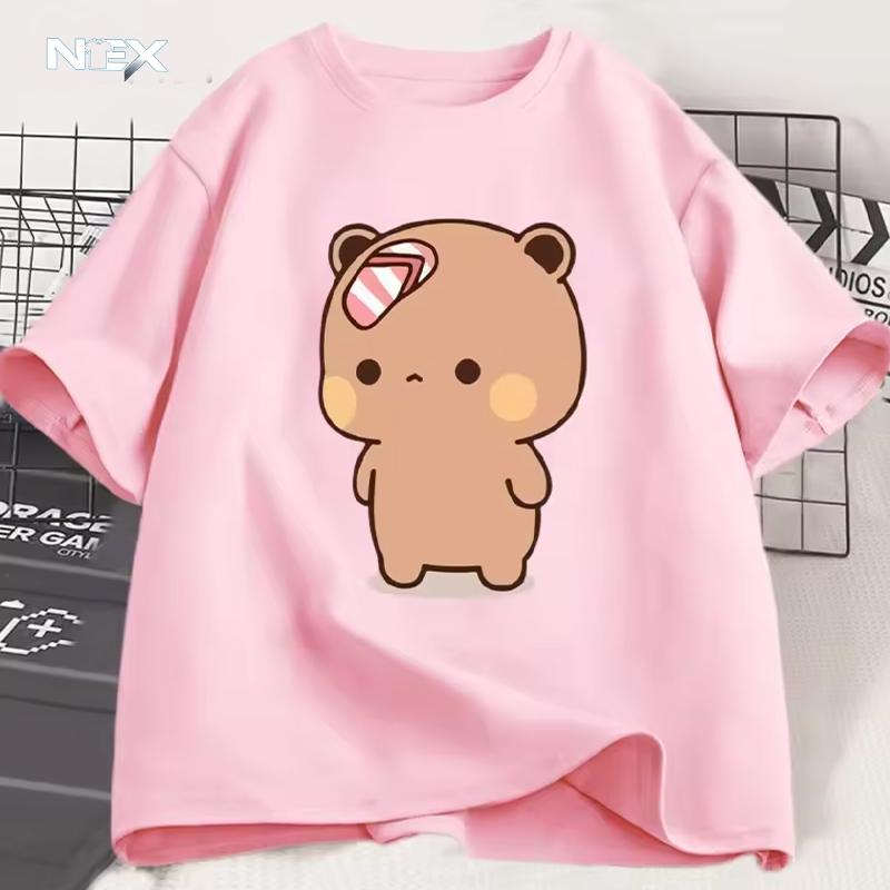 Panda Björn Bubu Kastar Flip-Flop Till Dudu T-shirt Män Kvinnor Rolig Par T-shirt Casual Bomull Mode Söt T-shirt Alla Hjärtans Dag