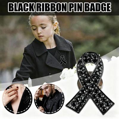 New Black Memorial Black Badge Souvenir Queen Mourning Badge Alloy Rhinestones Memorial Pin For Funerals and Mourning