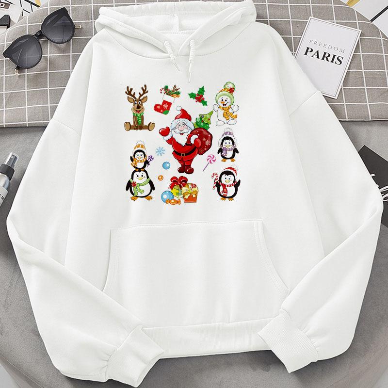 Harajuku Fleece Pullover Hoodie Christmas E Print Hoodies
