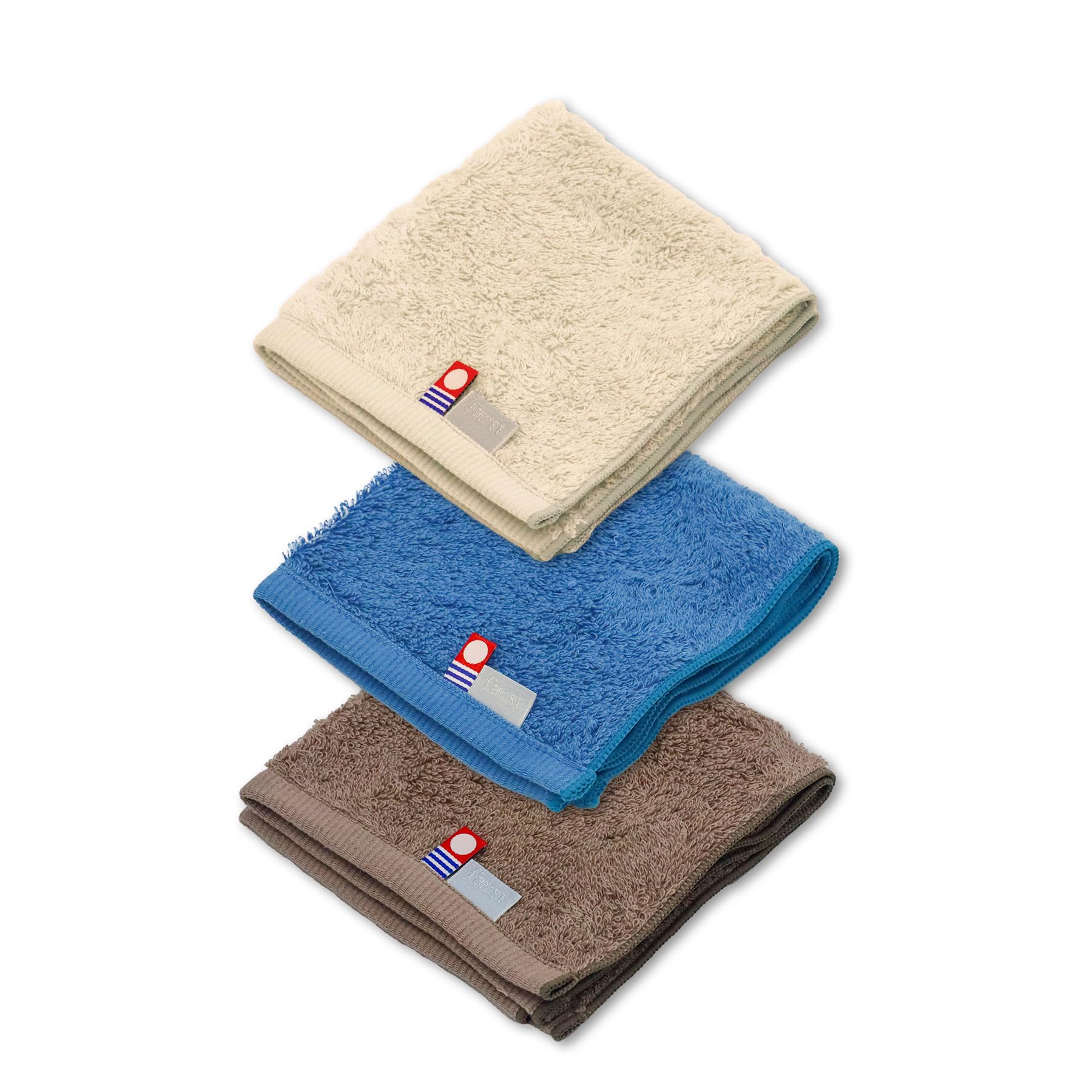 

Made in Certified Imabari Towel First Set of 3 1 1 Soft and Fluffy Special Cotton Japan, Handkerchiefs, 25x25cm, (1 Beige, Brown, Blue), Yarn, 100%