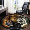 1PC Tiger YinYang Office Round Area Rug, Mat Suitable For Office, Under Office Chairs Bedroom Living Room Home Decor, Room Deco