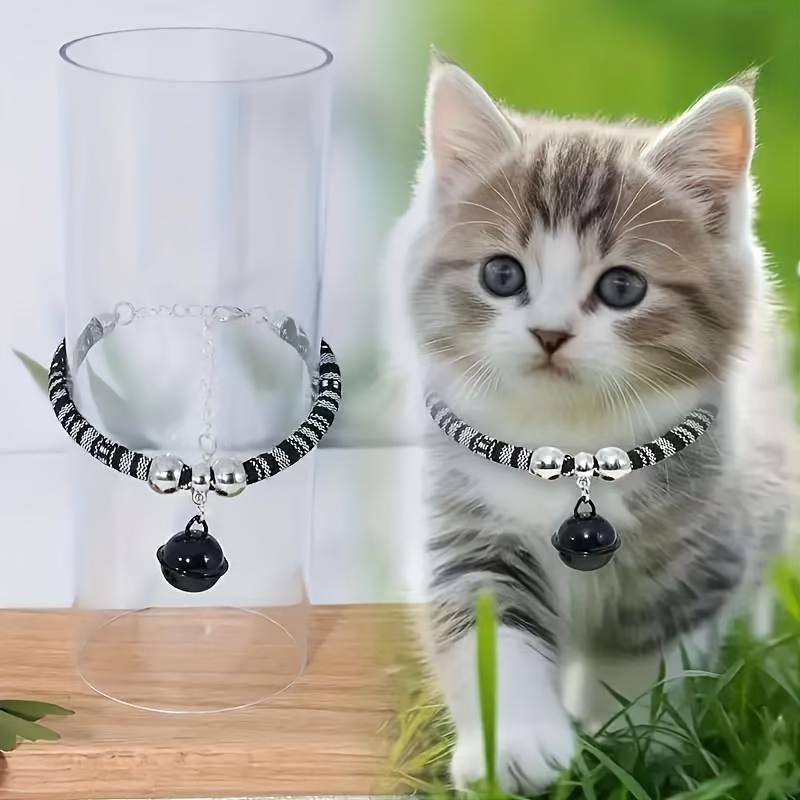 

Регулируемый ошейник-ожерелье для кошек с дизайном из разноцветных бусин и подвесок, мягкое и удобное украшение для питомцев малых пород, аксессуар для котят, кошачий ошейник чёрный