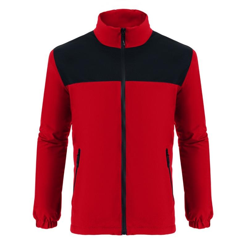Men S Thick Fleece Lined Stand Collar Color Block Casual Jacket