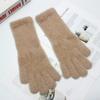 Windproof Faux Fur Gloves Warm Winter Women Mittens Soft Plush Knitted Gloves  Outdoor