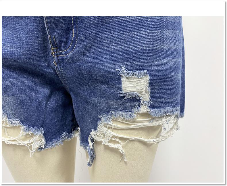 Pantaloncini di Jeans Estivi Donna 2025 Stile Europeo e Americano Vita Alta Strappati