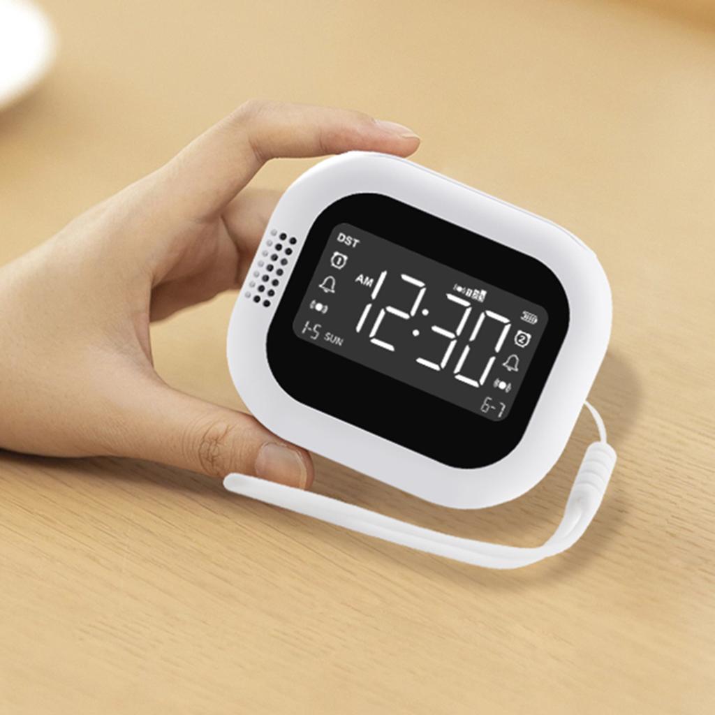 Tragbarer Vibrationswecker mit 1800mAh Akku, Doppelalarm, 3-fache Vibration, Kindersicherung, Sommerzeit, für Tiefschläfer, Schwerhörige