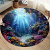 Vibrant Coral Reef Dolphin Underwater Round Area Rug Colorful Marine Pattern Non-Slip Floor Mat for Living Rooms Kids' Play Area