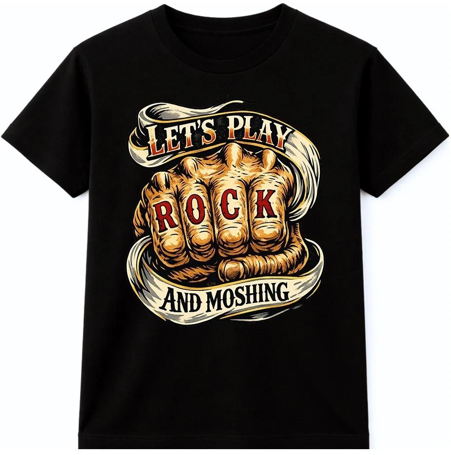 Punk Rock T Shirt Let’s Play Rock Graphic Tee Vintage Rock Music Band Top M