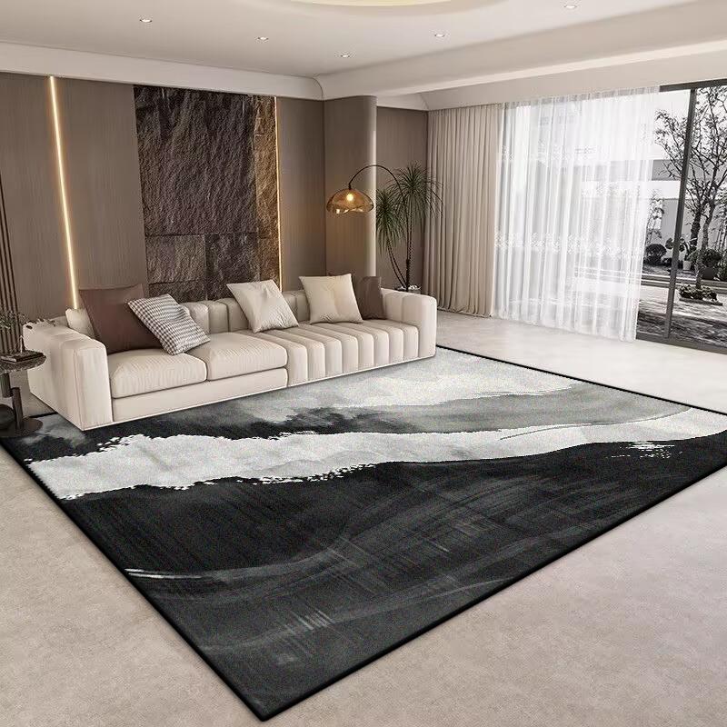 Nordic Livng Room Carpet Home Decoration Abstract Black Rug Bedroom Decor Area Rugs Washable Non-slip Dining Room Floor Mat