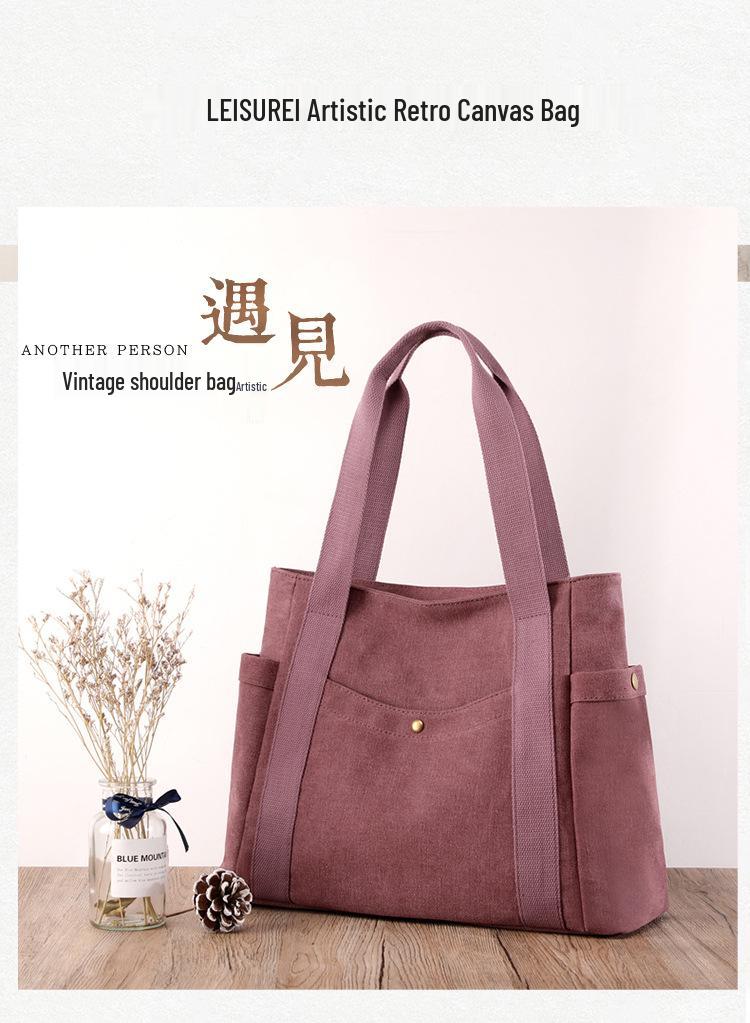 2025 Women's Large Canvas Tote: Fashionable, Artistic, and Simple Design with Single Shoulder Strap