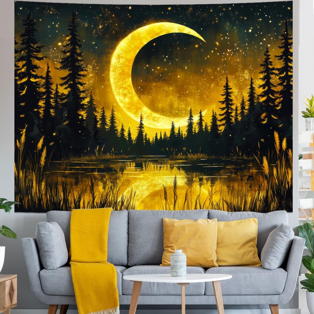 Galaxy Moon Tapestry Fantasy Forest Tapestries Tree of Life Wall Decor Psychedelic Starry Sky Tapestry Wall Hanging for Bedroom