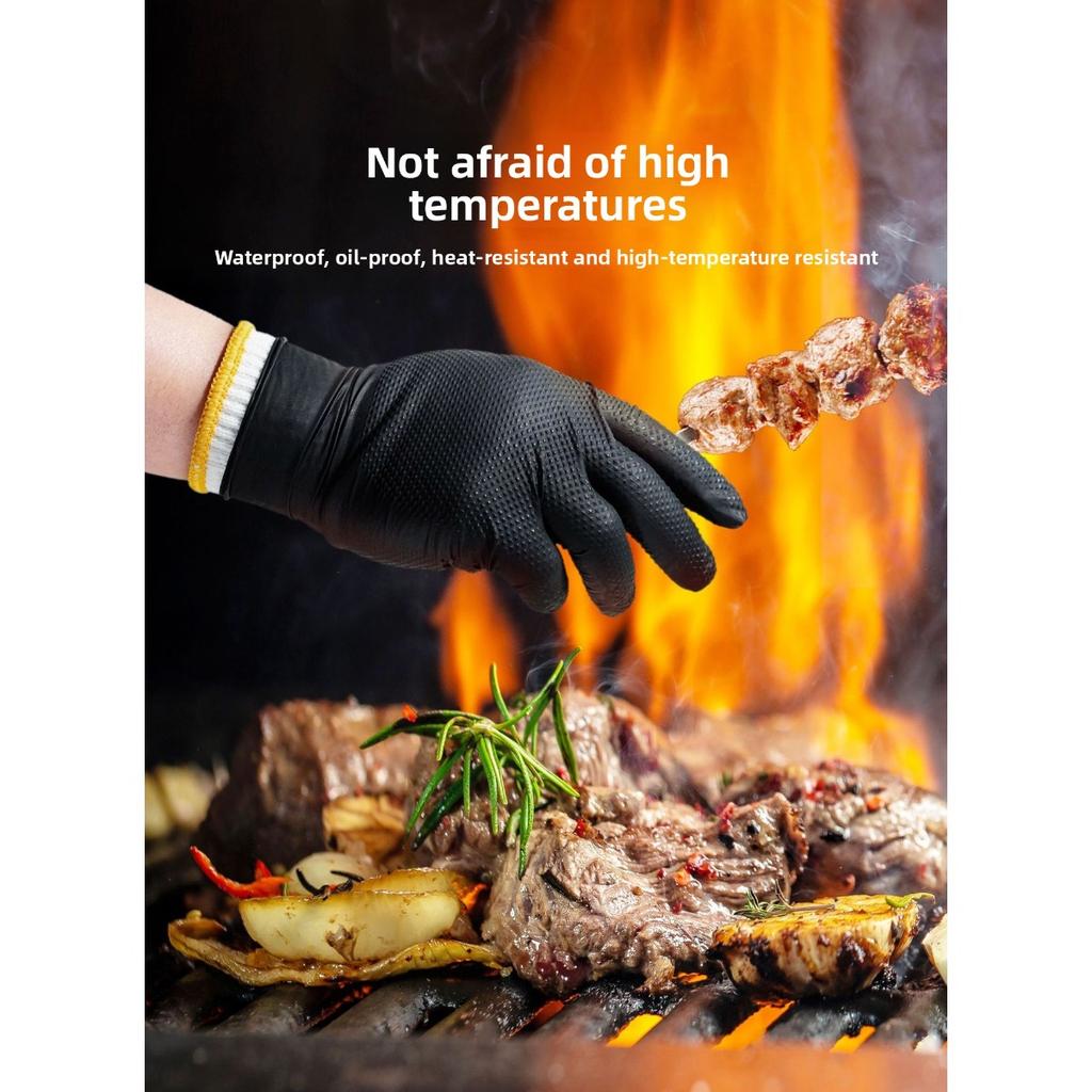 Épaisseur Extra 100-1 Pièces, Résistants et 8 Mil Gants Jetables en Nitrile Motif Diamant Orange - Texture Diamantée Surélevée, Sans Poudre et Sans Latex