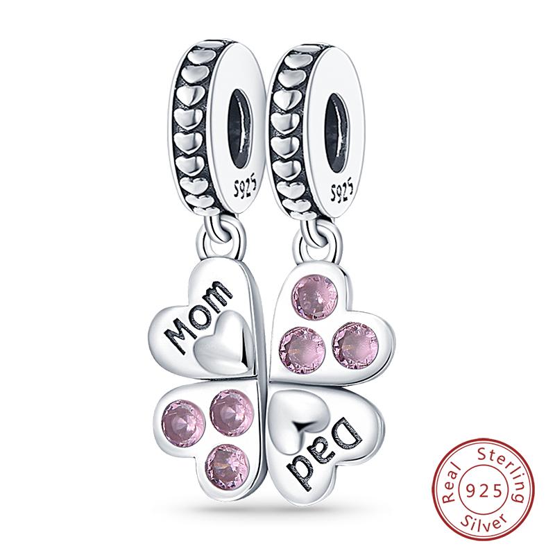 Fit 925 Silver Charms Beads Little Bear Lamb Little Flying Pig Pink Charms For Women DIY Birthday Jewelry Gift