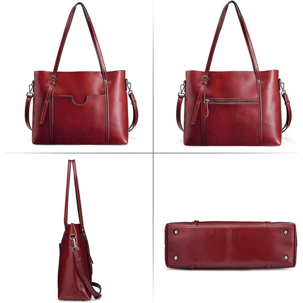 Women Genuine Leather Top Handle Satchel Daily Work Tote Shoulder Bag Large Capacity