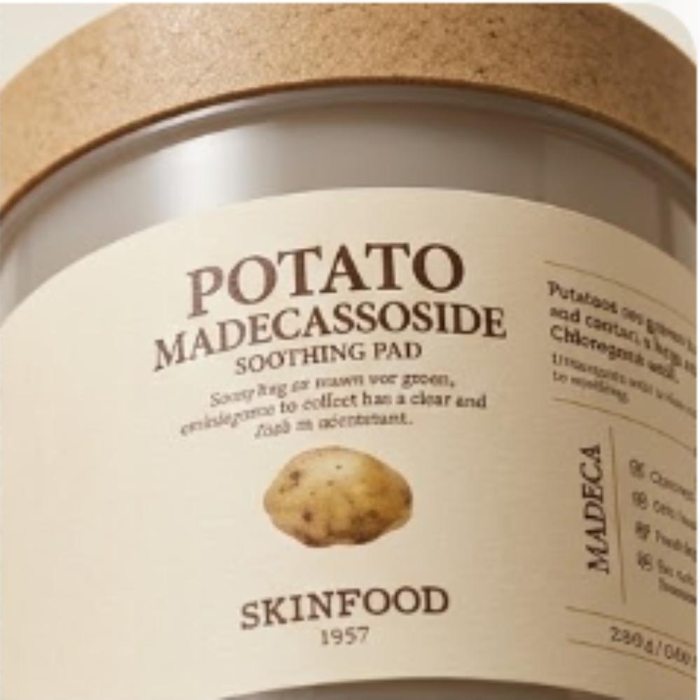 SKINFOOD Potato Madecassoside Soothing Pad, 60 Sheets (250g), Redness Relief & Calming Care, From Korea