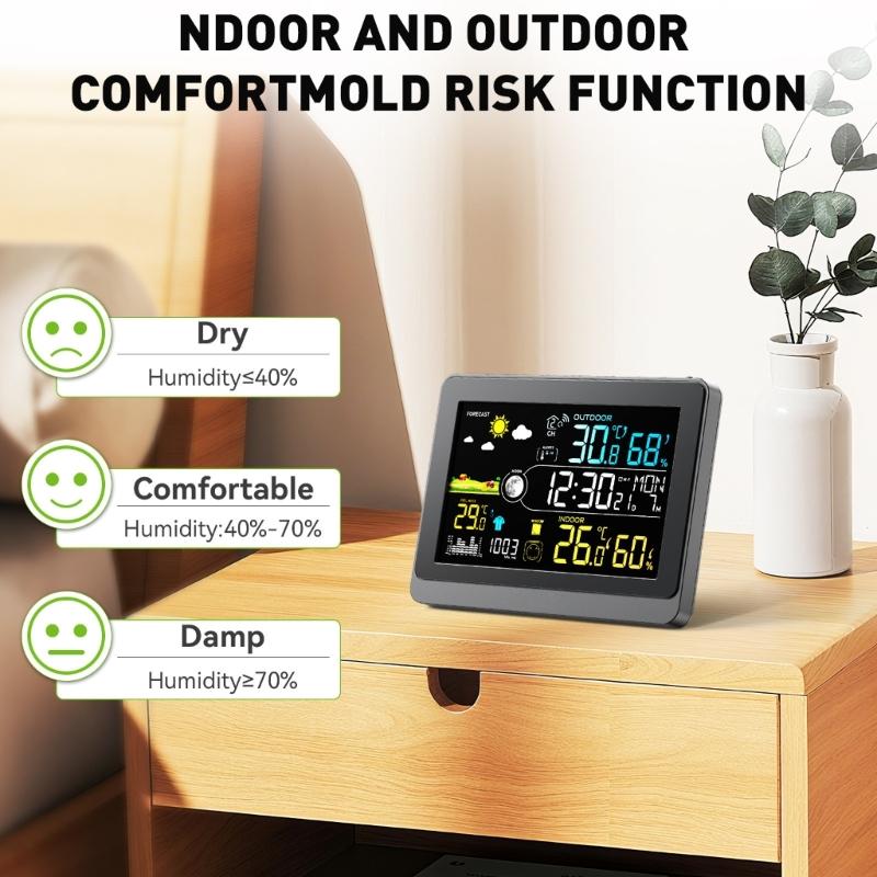 Color LCD Digital Weather Stations with Thermometers Hygrometer Barometers Radio Clock and Moon Phase Display