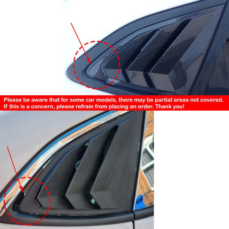 For Hyundai Tucson 2016- 2Pcs Car Rear Window Side Vent Shutter Louver Cover Trim Black Carbon Fiber Exterior Accessories