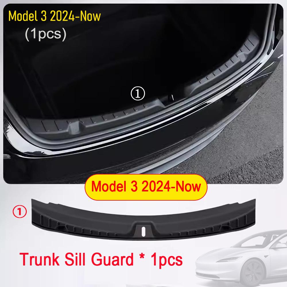 For 2026 2025 2024 Tesla Model 3 Rear Bumper Guard Protector Trunk Bumper Sill Cover Mat Model 3 Highland Interior Accessories Model 3 Trunk Sill 1