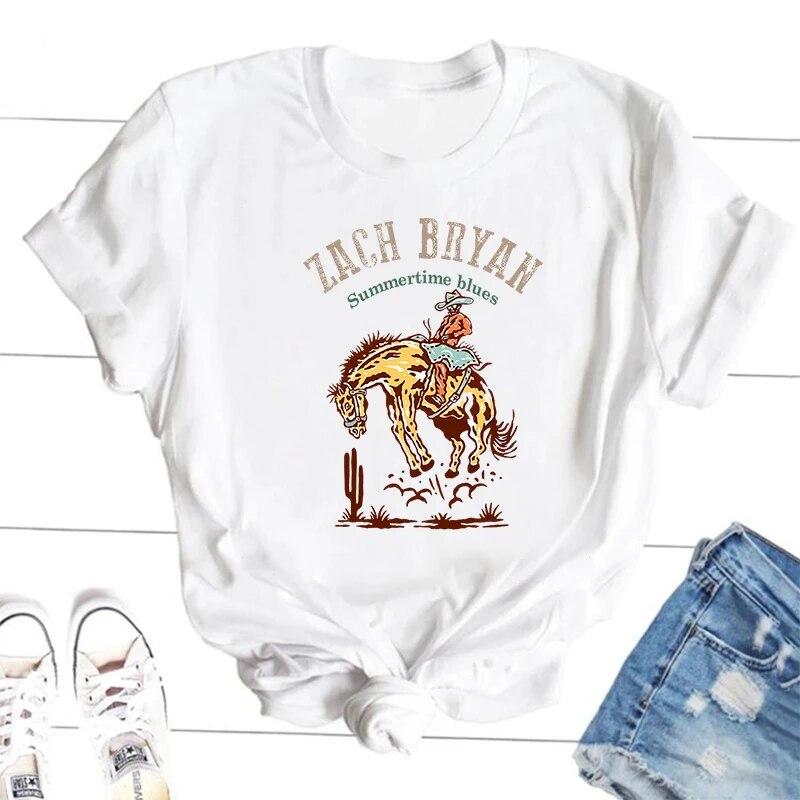 

Футболки с рисунком Зака ​​Брайана, женские футболки унисекс с кантри-музыкой, летняя хлопковая футболка с круглым вырезом, ковбойская футболка в западном стиле, винтажная футболка унисекс с короткими рукавами S