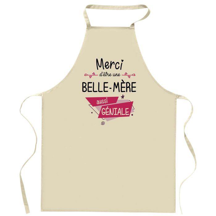 Tablier de cuisine - Impression Bretonne - Motif « Belle-Mère Merci Géniale » - Coton résistant - Liens réglables
