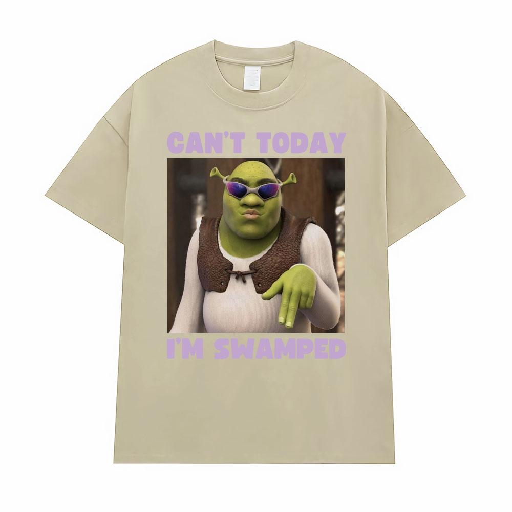 Non Posso Oggi Sono Travolto Divertente Meme di Shrek Maglietta Unisex Donna Casual Umorismo Manica Corta Yk T-shirt Vintage Gotico Magliette Oversize
