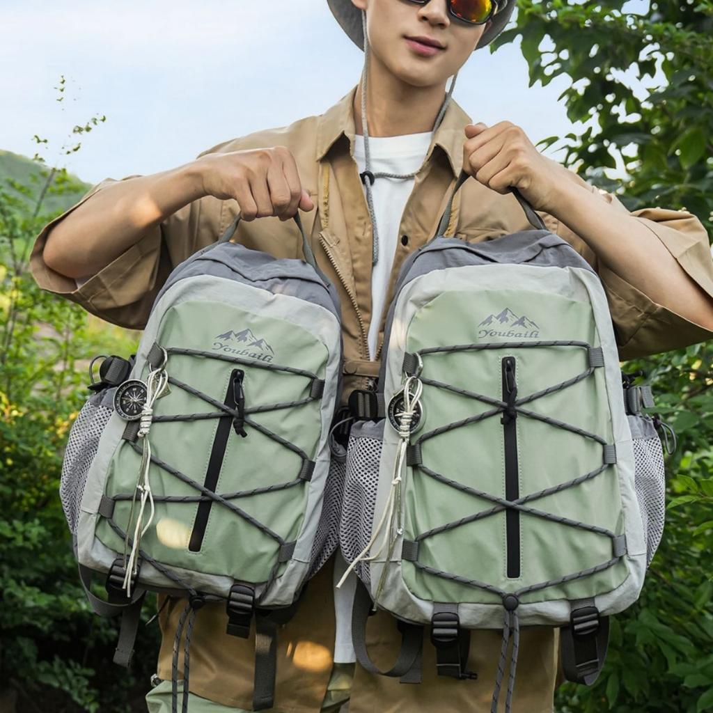 Schoolbag taro purple fog ash series niche nylon mountaineering backpack college student couple outdoor outing camping backpack