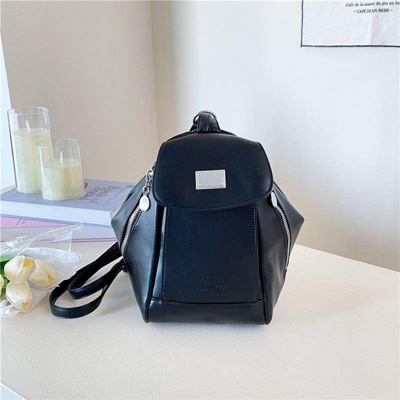 

New fashion women s bags trend solid color large-capacity backpack personalized niche design can be single shoulder чёрный