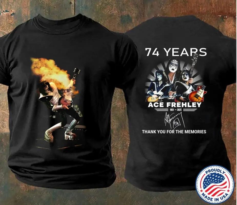 Ace Frehley Guitar Shirt , Ace Frehley 74 Years 1951 - 2025 Anniversary Unisex T-Shirt L