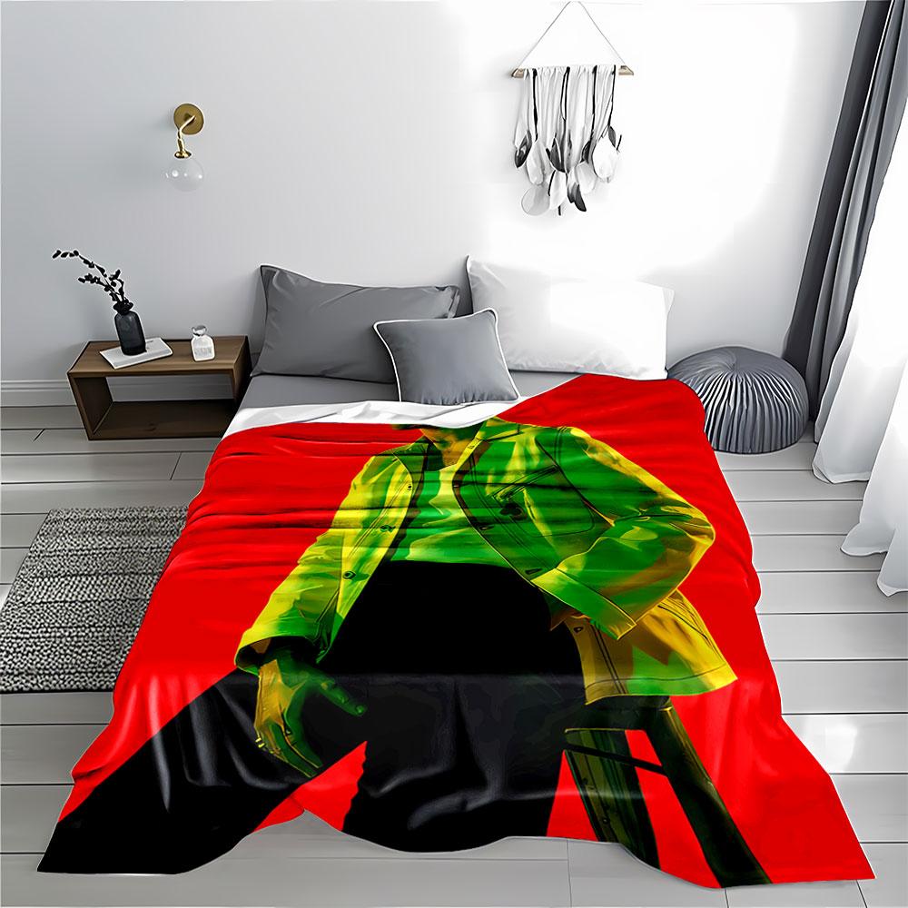 Stylish Man On Red Background for All Seasons Blanket Lunch Break Throw Gift