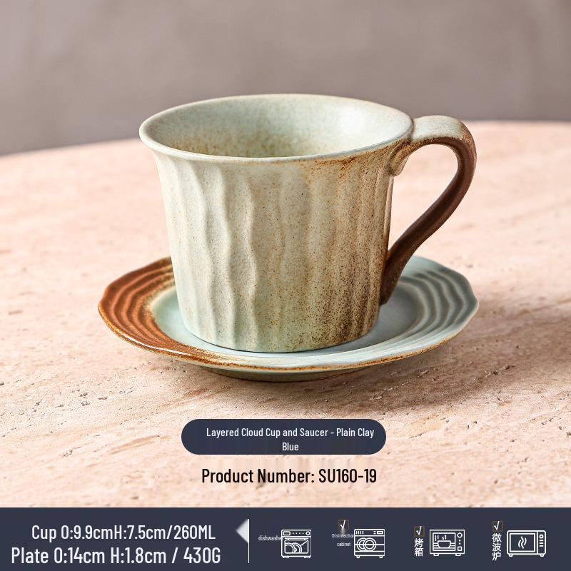 Wabi-Sabi Ceramic Coffee Cup & Saucer Set: Exquisite, High-End Latte Cup Perfect for Afternoon Tea